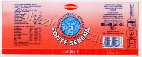 Fonte Serena (analisi 1995) x Conad - etichetta trasparente - pet Nat 1,5 L