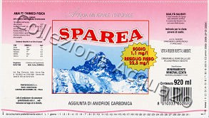 Sparea (analisi 1998) "Sodio 1,1 mg/l Residuo fisso 22,5 mg/l" VE Friz 0,92 L [151005]