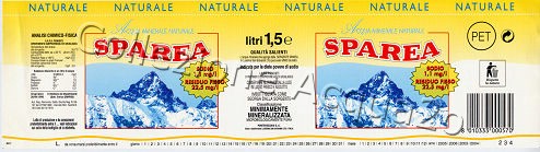 Sparea (analisi 1998) "Sodio 1,1 mg/l Residuo fisso 22,5 mg/l" PET nat 1,5 L [151005]