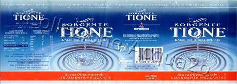Sorgente Tione (analisi 1997) Sanpellegrino pet Leg Friz 1,5 L