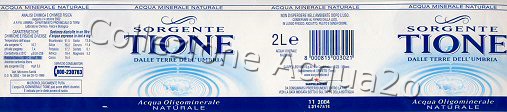 Sorgente Tione (analisi 2002) PET Nat 2,0 + 0,5 L