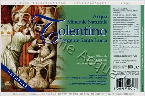 Tolentino, Sorgente Santa Lucia (analisi 1998) vetro Nat 1,0 L + 0,92 L + 0,75 L + 0,45 L