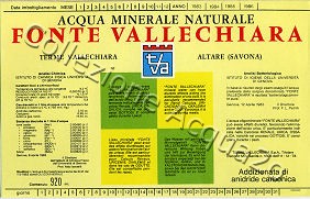 Fonte Vallechiara (analisi 1983) -Tipografia Eurostampa - fondo giallo - VE Friz 0,92 L   [130909]